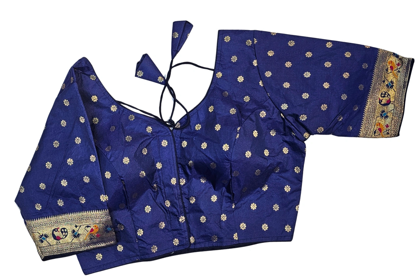 Paithani Silk Blouse with Zari Butti & Designer Latkan Back