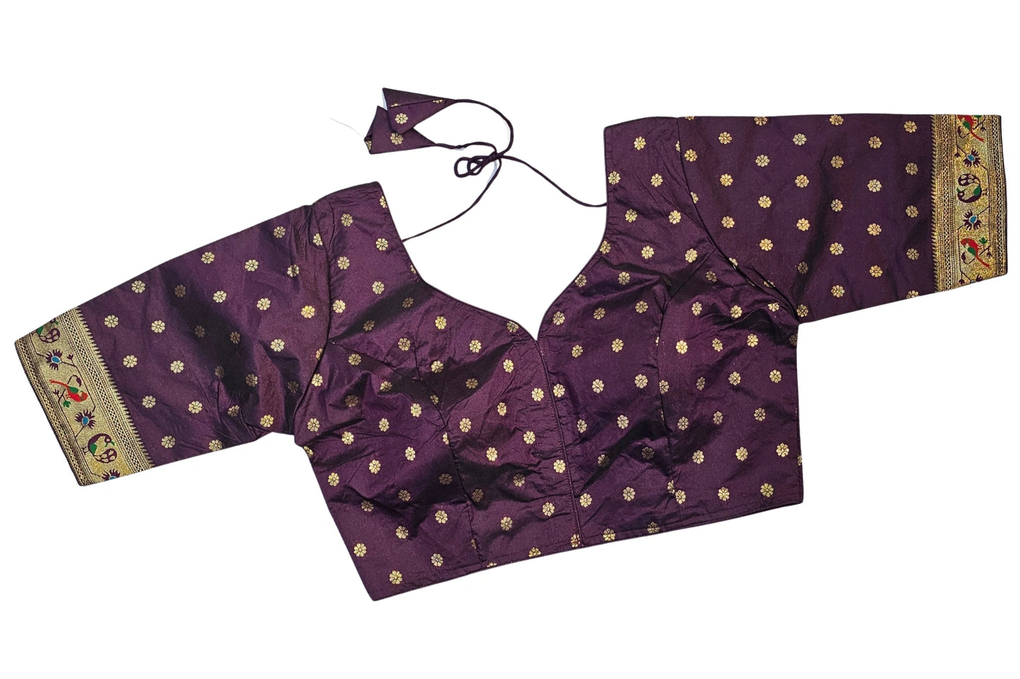 Paithani Silk Blouse with Zari Butti & Designer Latkan Back