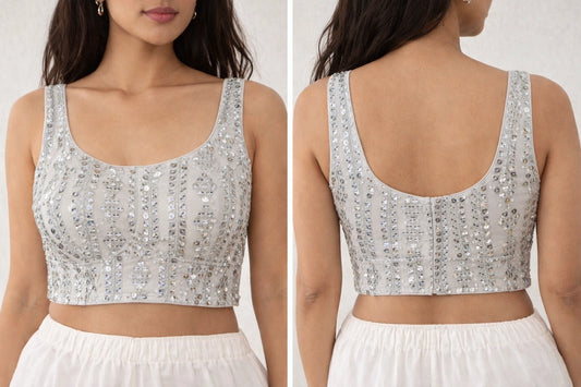 Mirror Sequin Party wear sleeveless Readymade Blouse