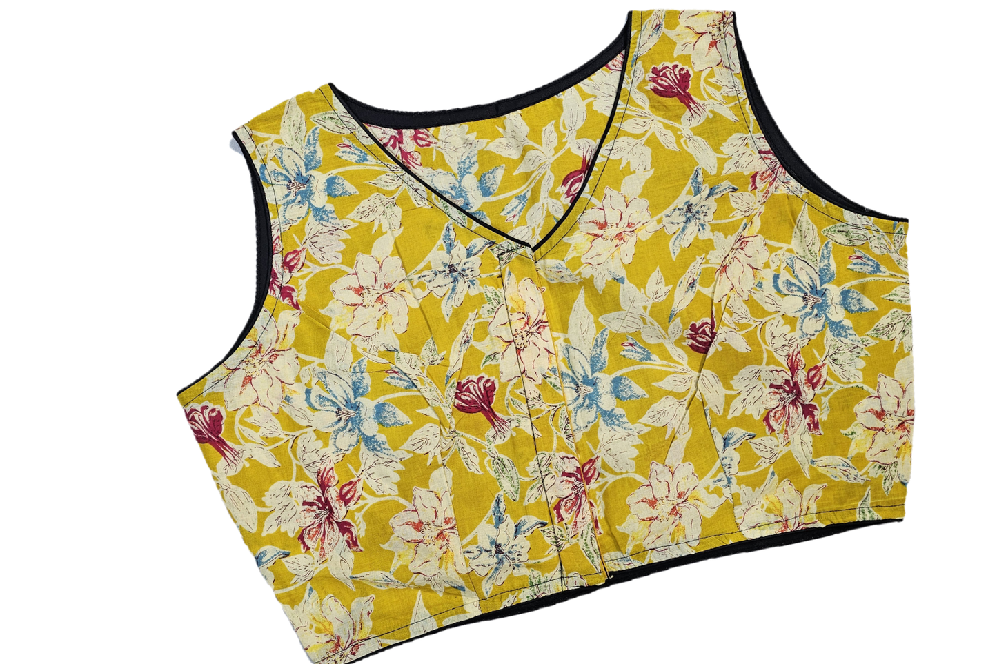 Non Padded Cotton Printed Sleeveless Readymade Blouse