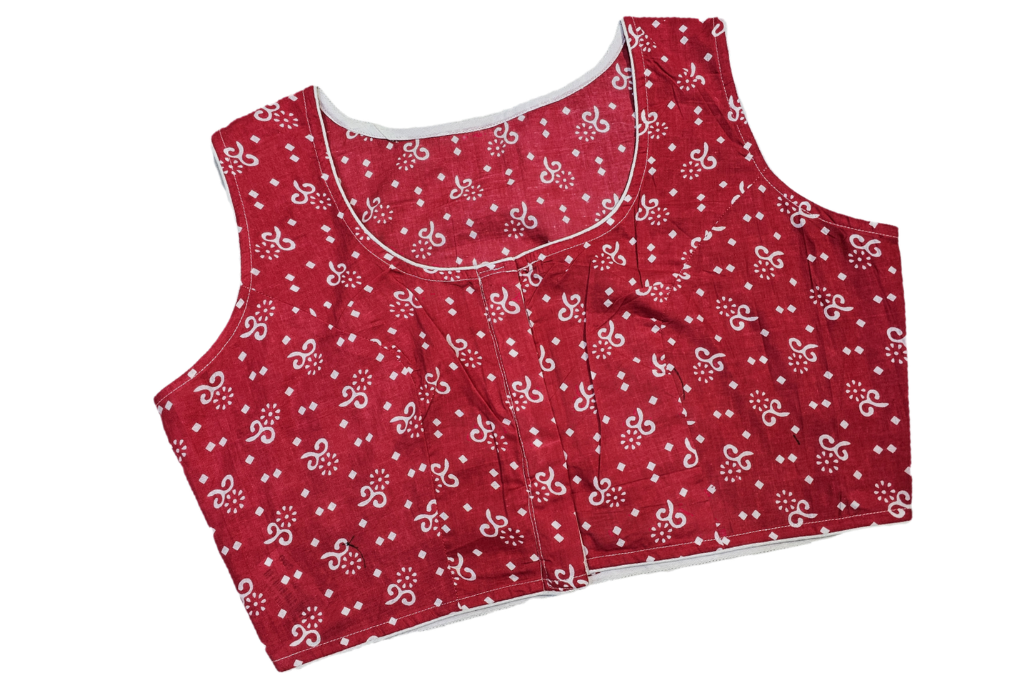 Non Padded Cotton Printed Sleeveless Readymade Blouse