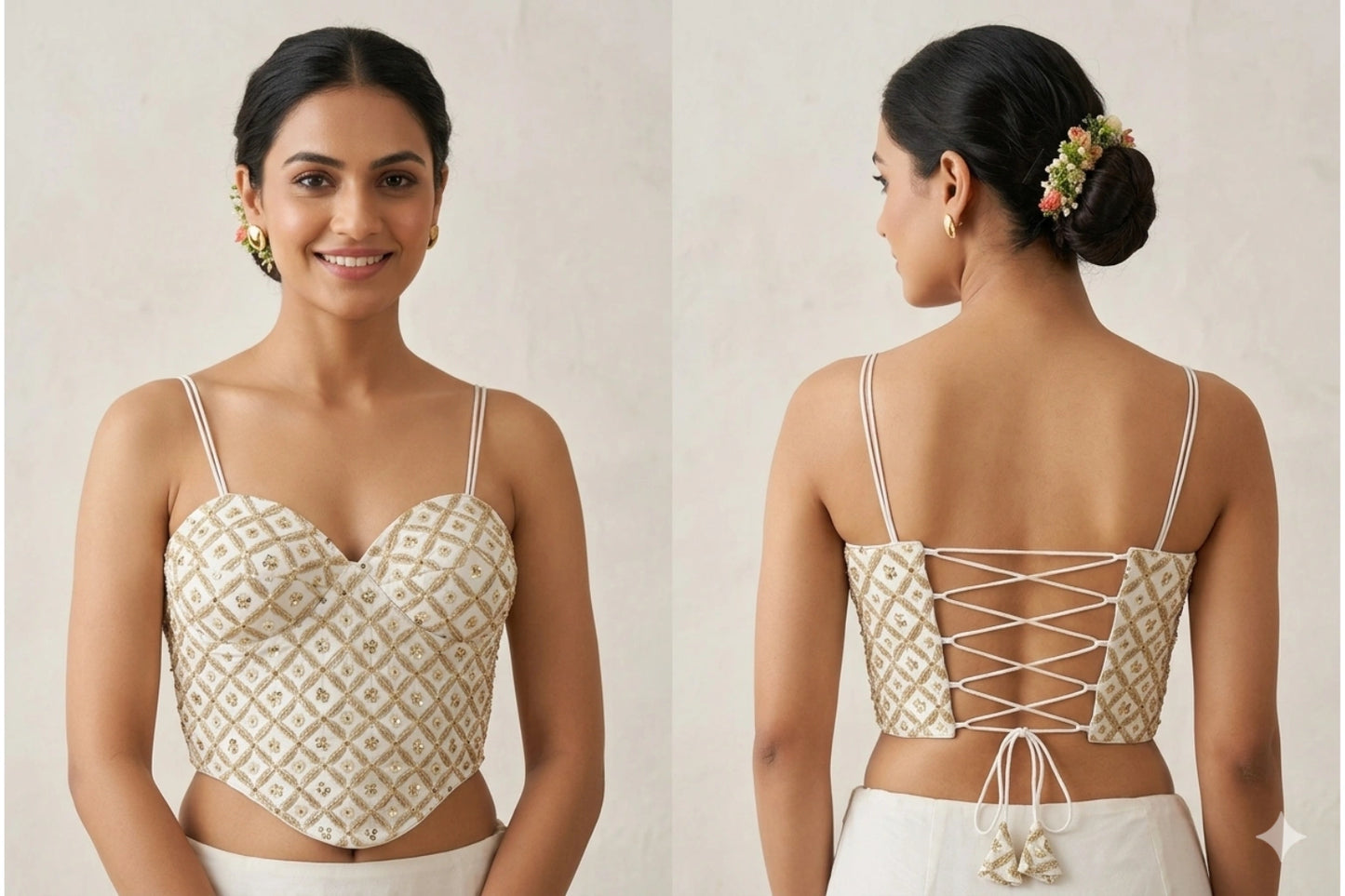 Geometric Zari Embroidered Corset Style Blouse