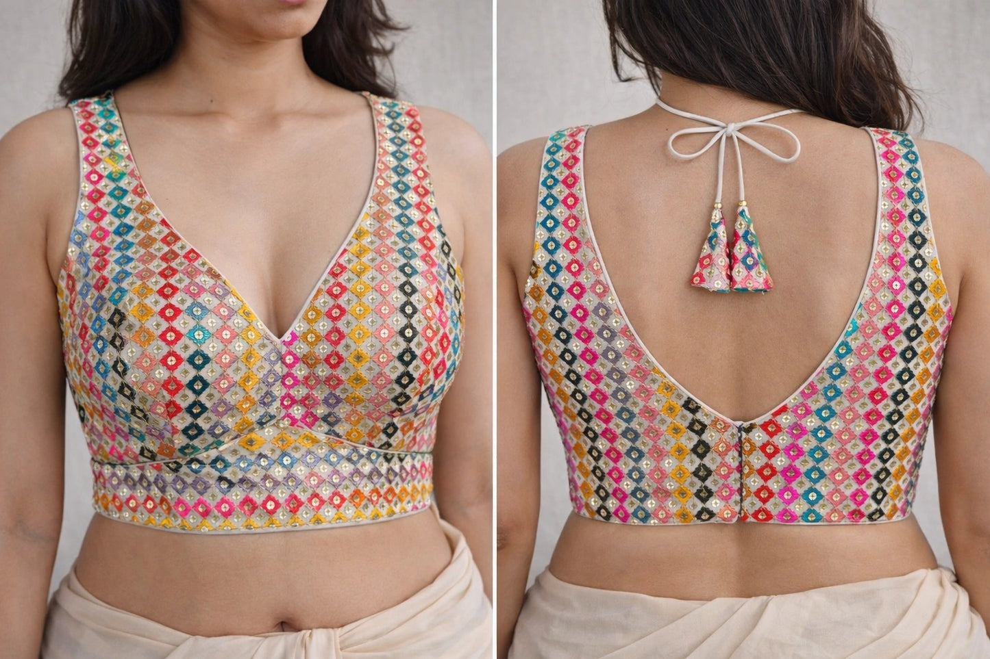 Multicolor Partywear Readymade Blouse with Sequin work