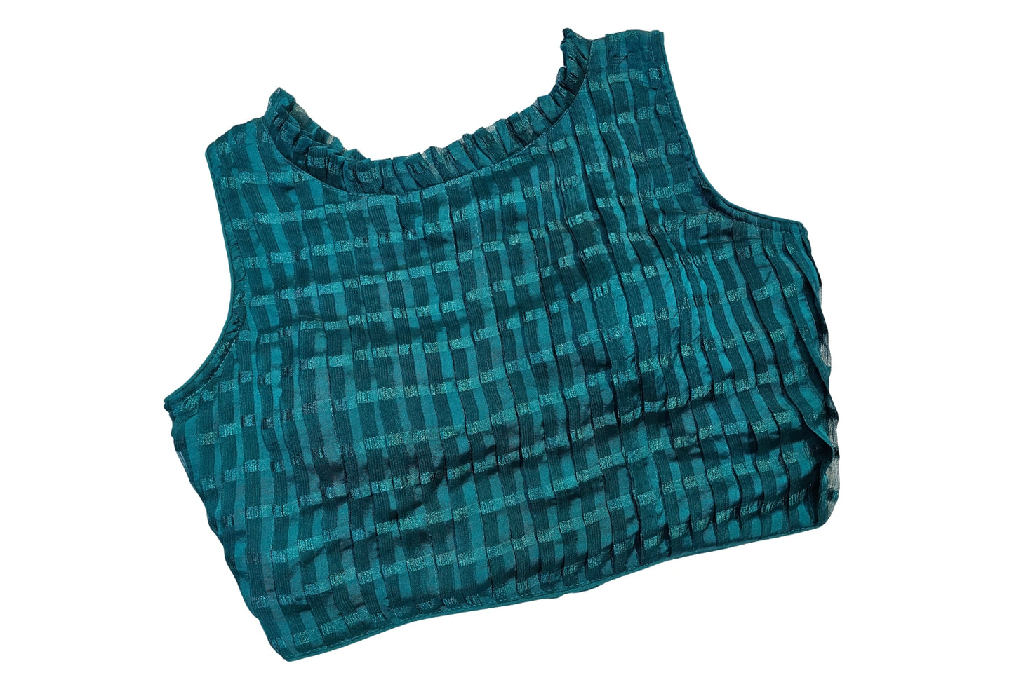 Plain Sleeveless Cotton Blend Blouse with Keyhole Back Design