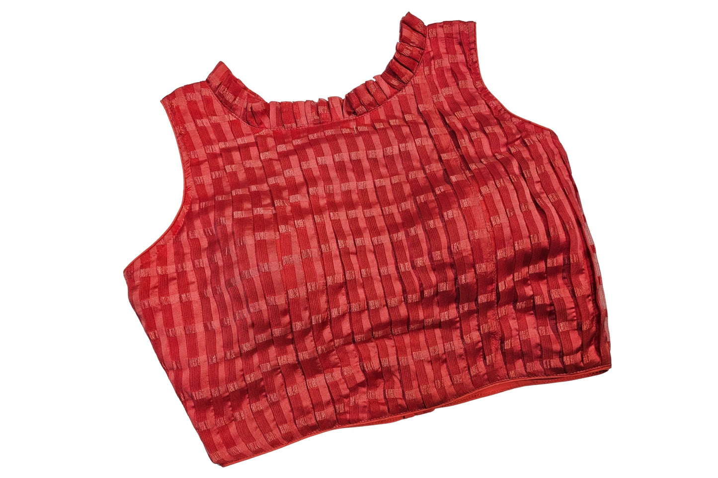 Plain Sleeveless Cotton Blend Blouse with Keyhole Back Design