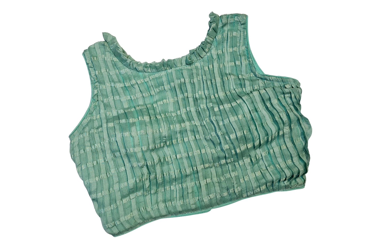 Plain Sleeveless Cotton Blend Blouse with Keyhole Back Design