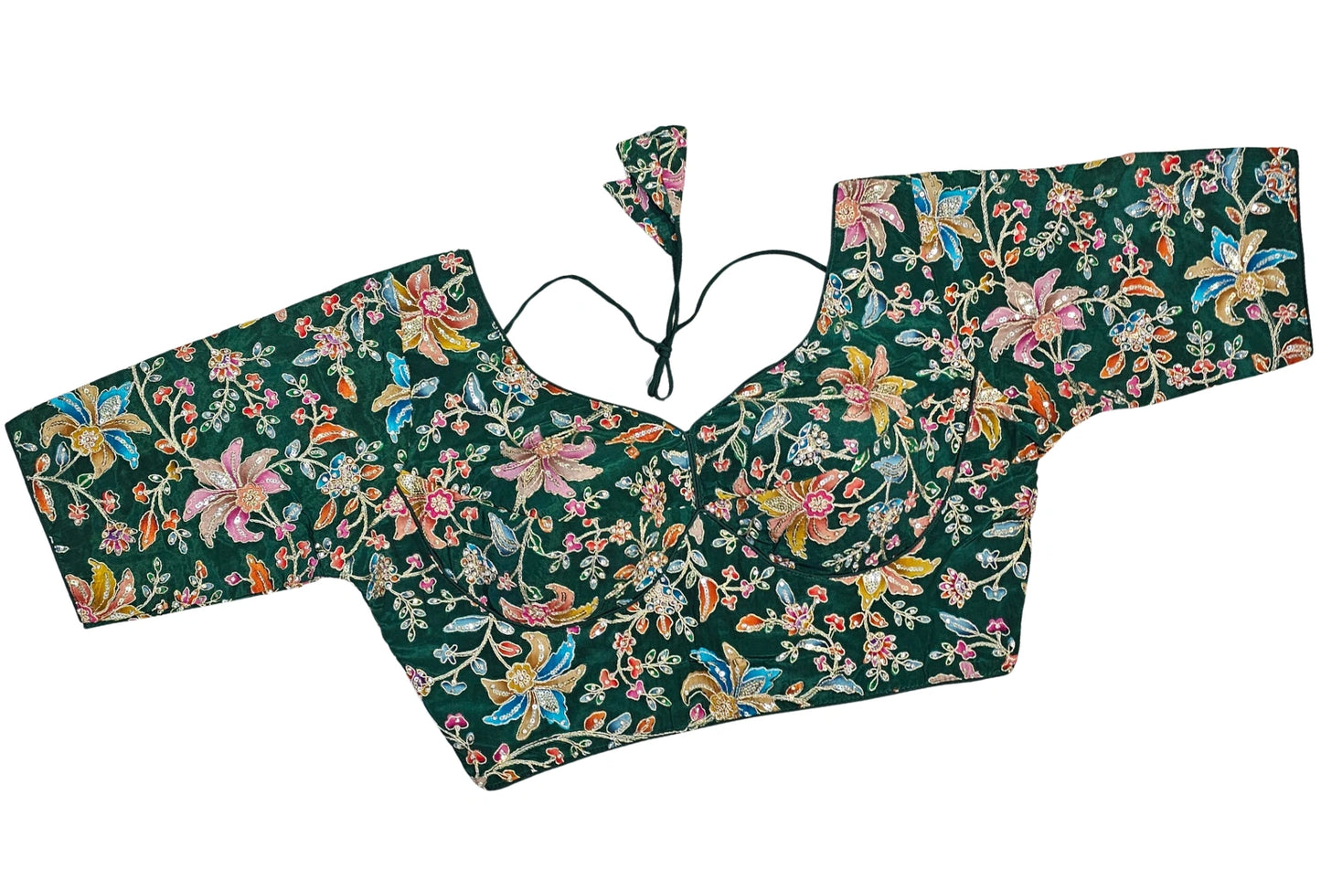 Designer Readymade Blouse with Floral Print and Stone Work Detailing
