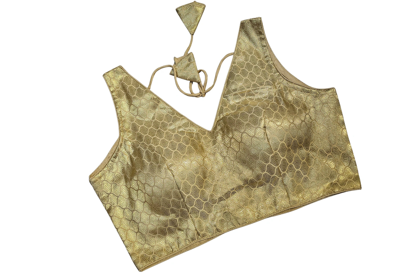Golden Brocade Banarasi V Neck Readymade Blouse
