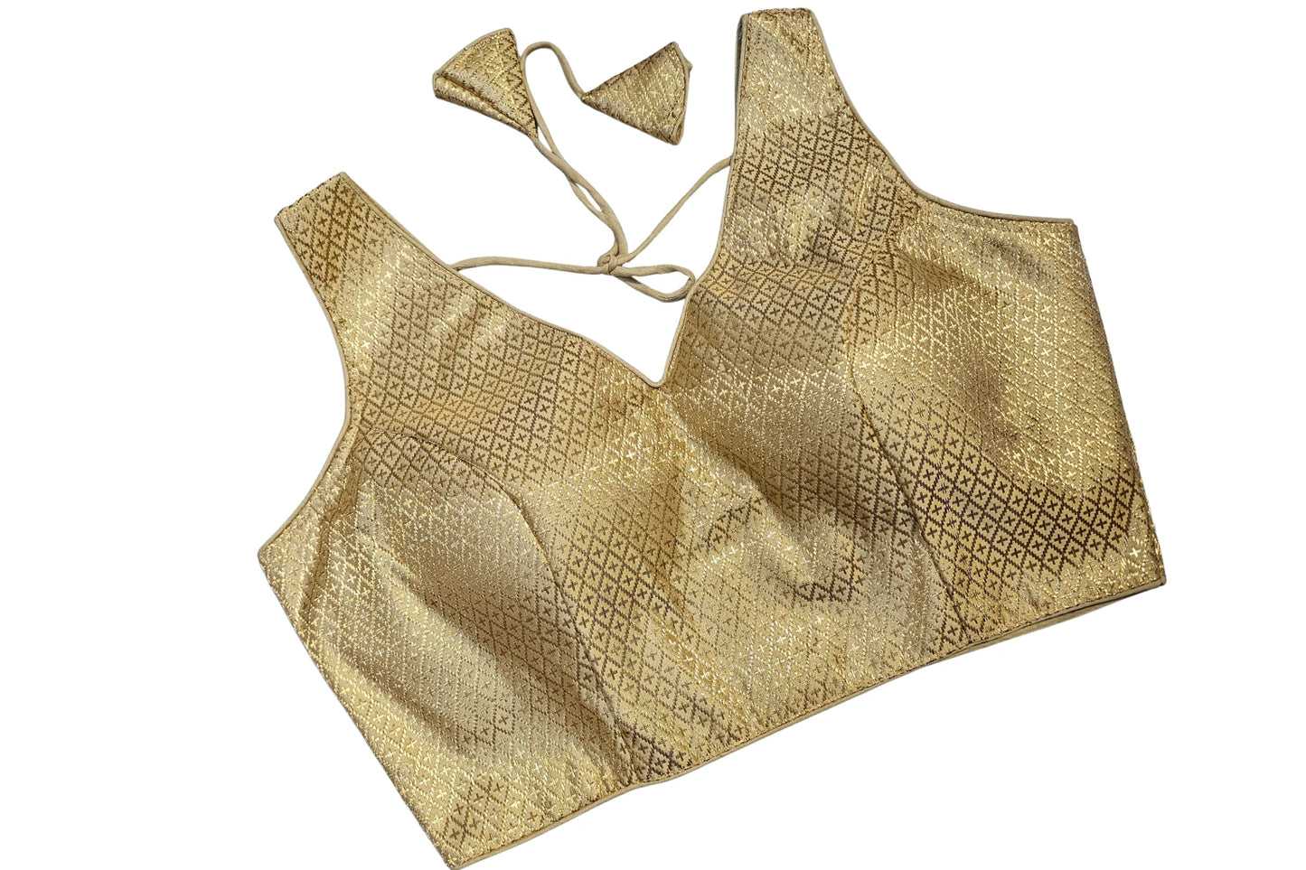 Golden Brocade Banarasi V Neck Readymade Blouse