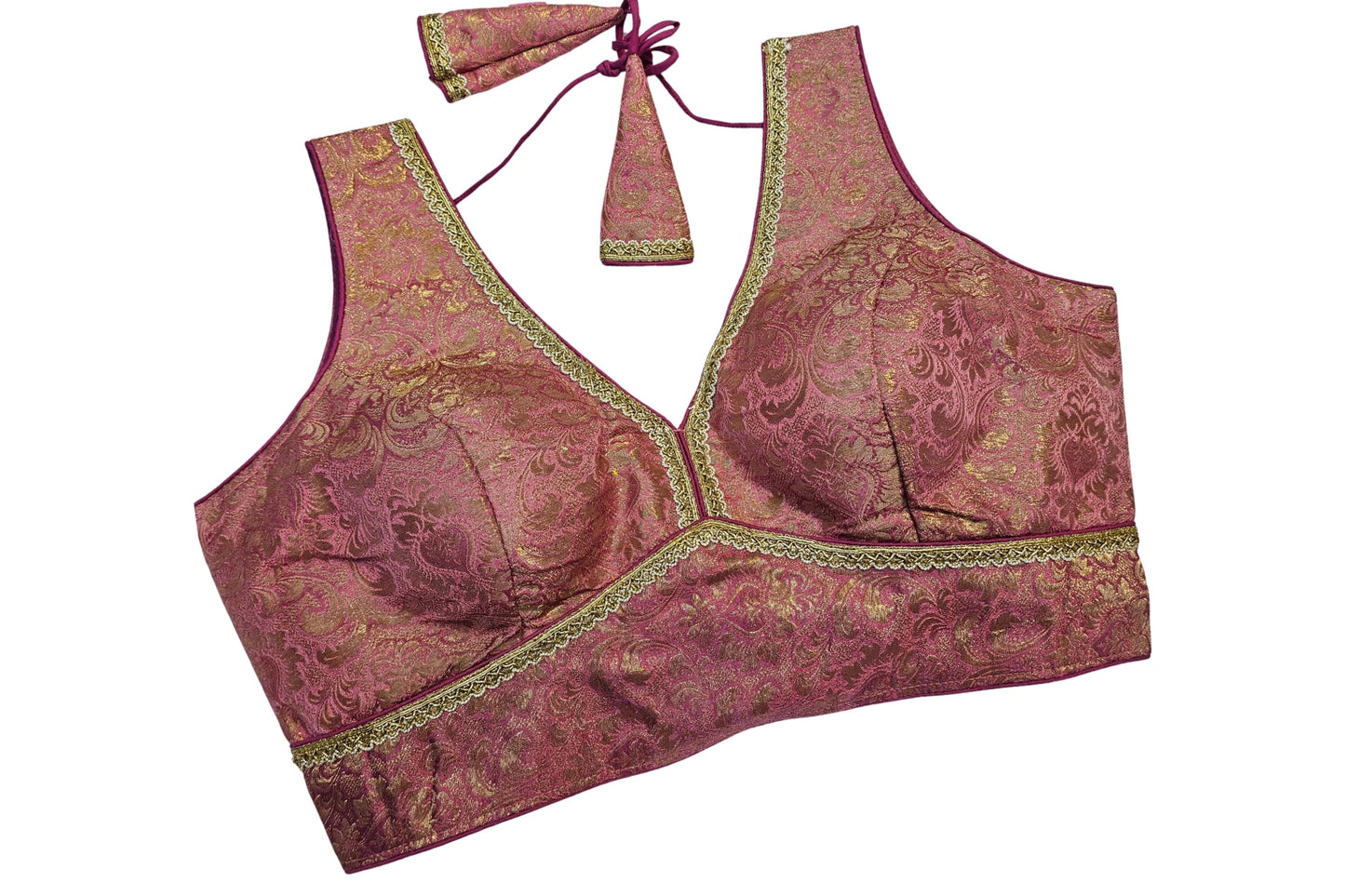 Premium Brocade Blouse with Fine Golden Laced Finish
