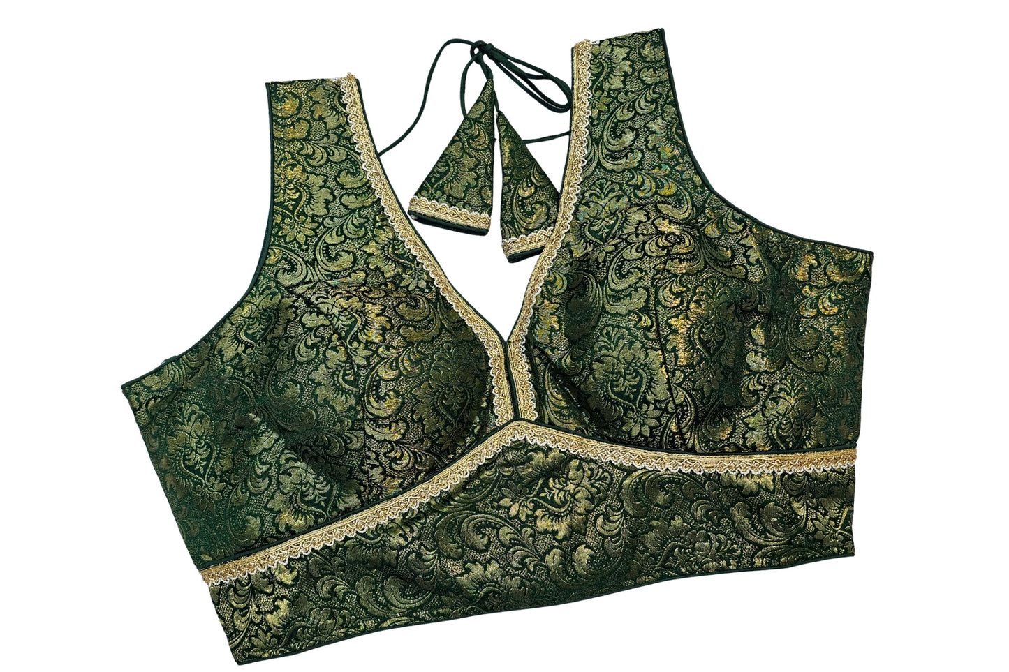 Premium Brocade Blouse with Fine Golden Laced Finish