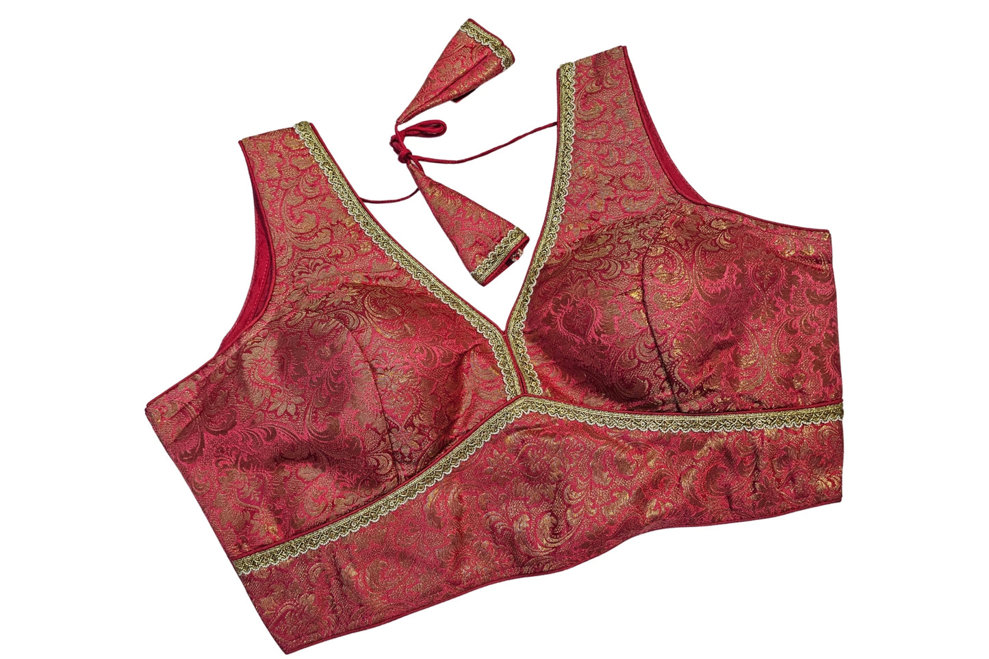 Premium Brocade Blouse with Fine Golden Laced Finish