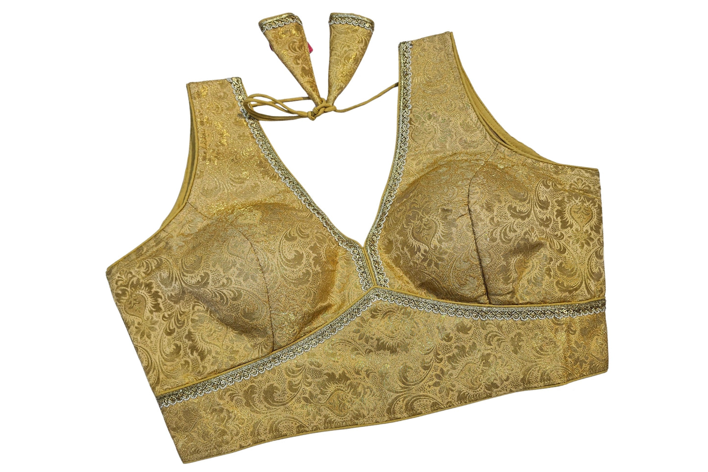 Premium Brocade Blouse with Fine Golden Laced Finish