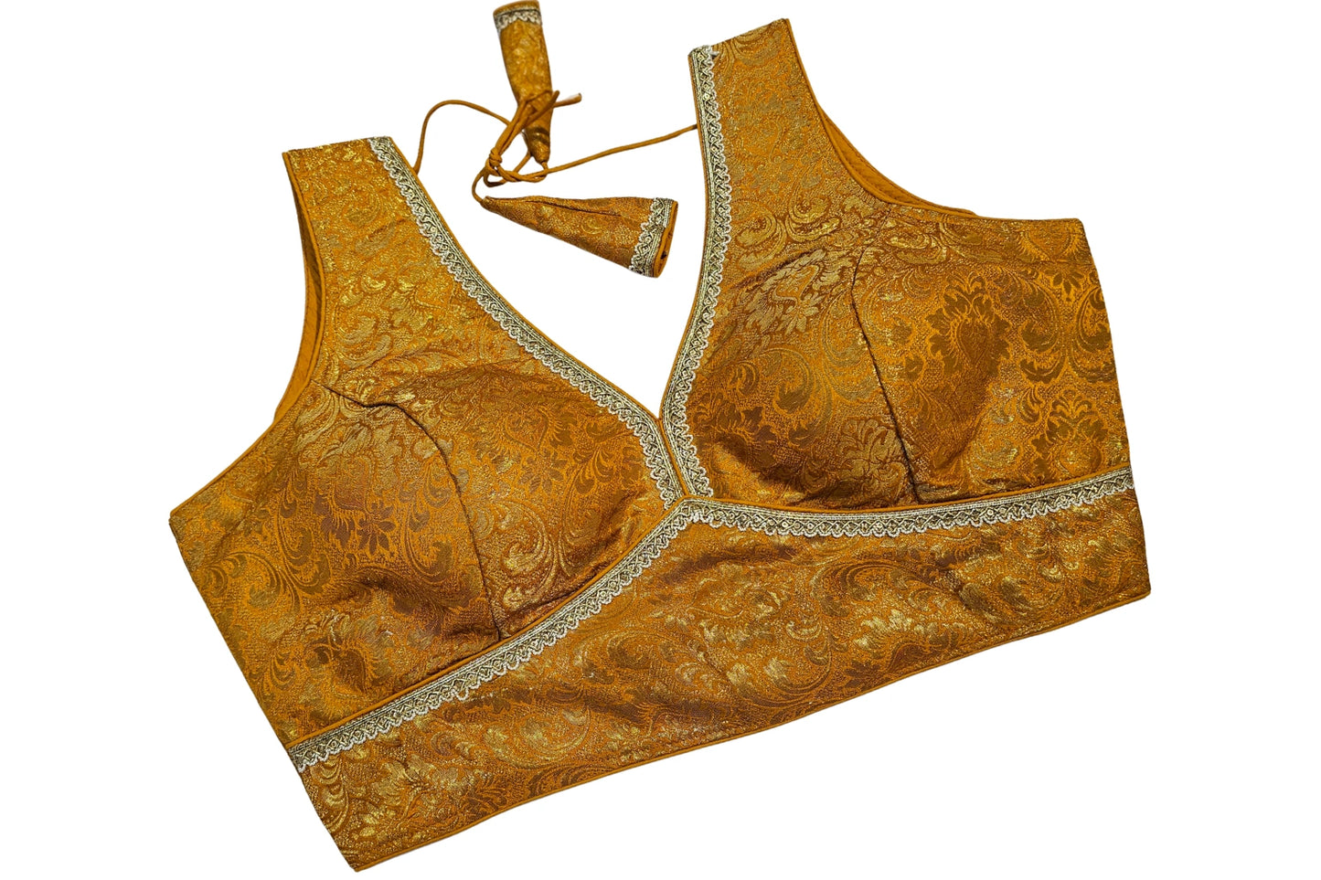 Premium Brocade Blouse with Fine Golden Laced Finish