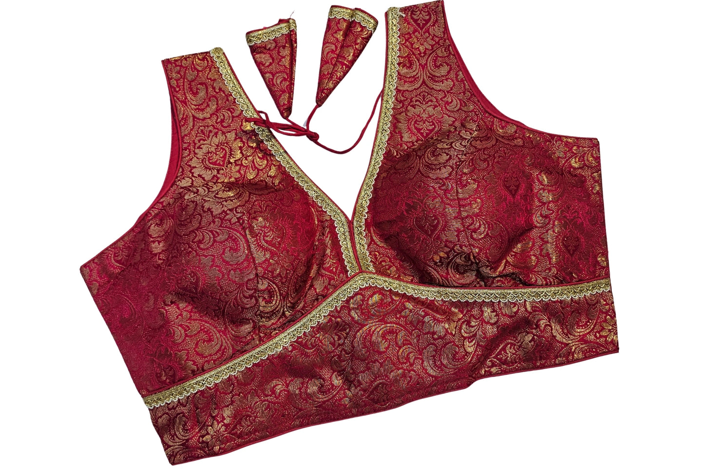Premium Brocade Blouse with Fine Golden Laced Finish