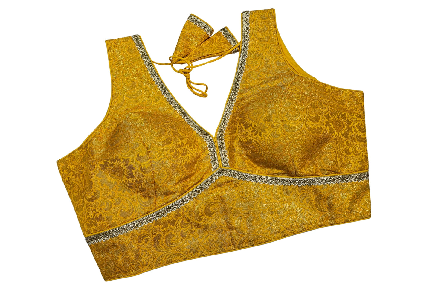 Premium Brocade Blouse with Fine Golden Laced Finish