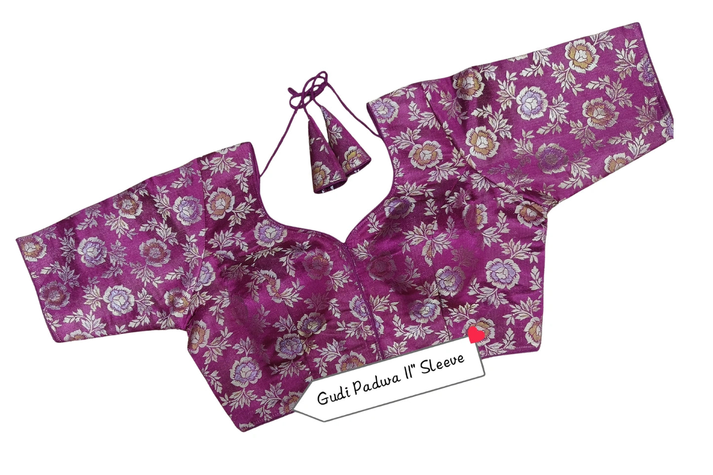 Floral Brocade Blouse with Designer Tie-Up Back