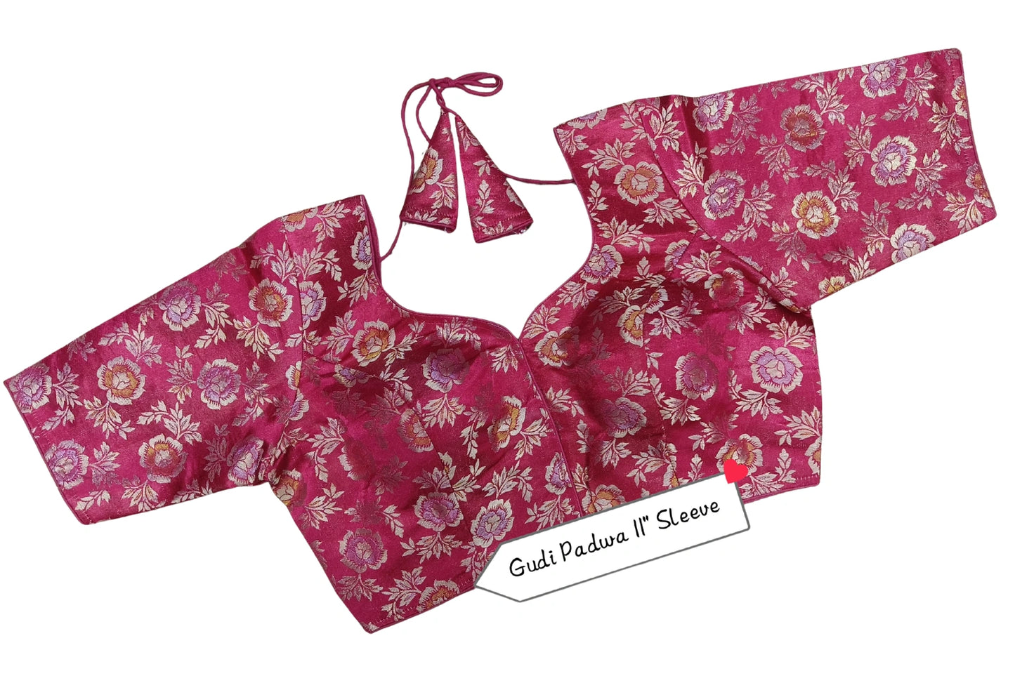 Floral Brocade Blouse with Designer Tie-Up Back