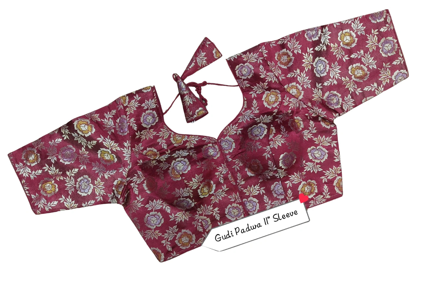 Floral Brocade Blouse with Designer Tie-Up Back