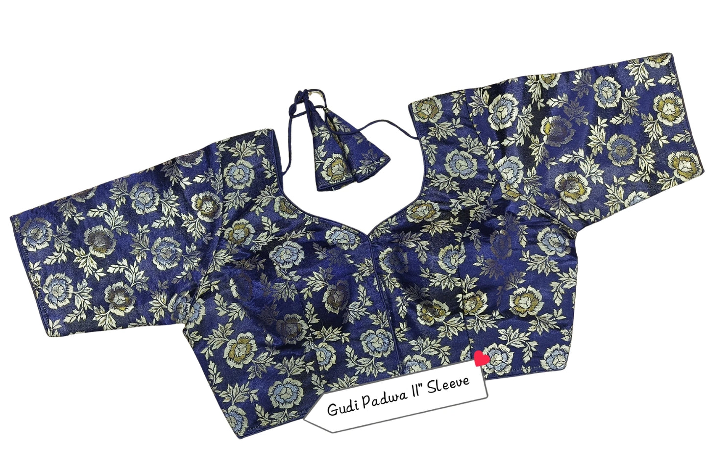 Floral Brocade Blouse with Designer Tie-Up Back