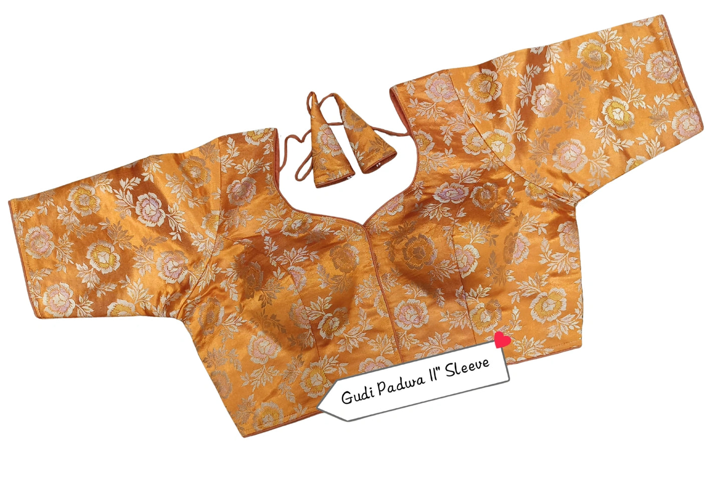 Floral Brocade Blouse with Designer Tie-Up Back
