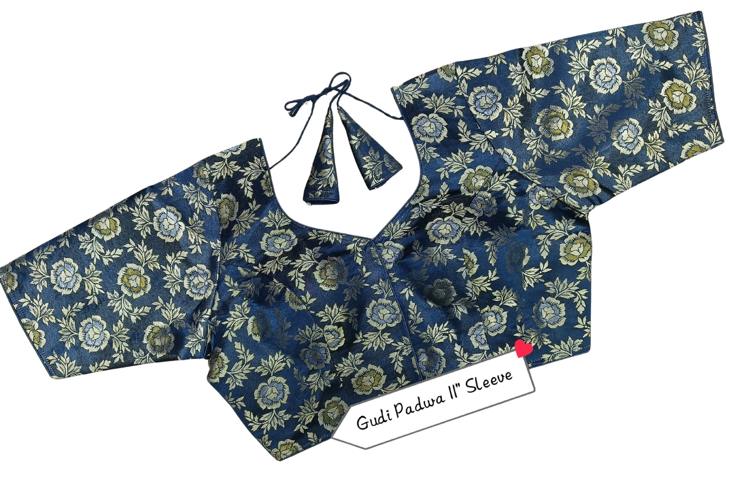 Floral Brocade Blouse with Designer Tie-Up Back