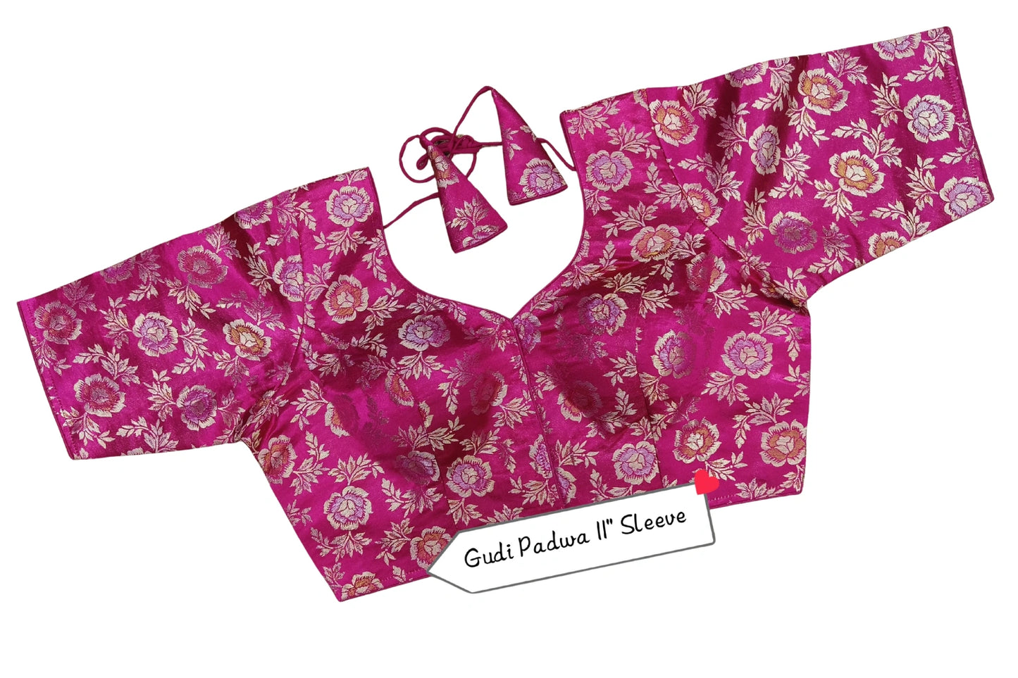 Floral Brocade Blouse with Designer Tie-Up Back