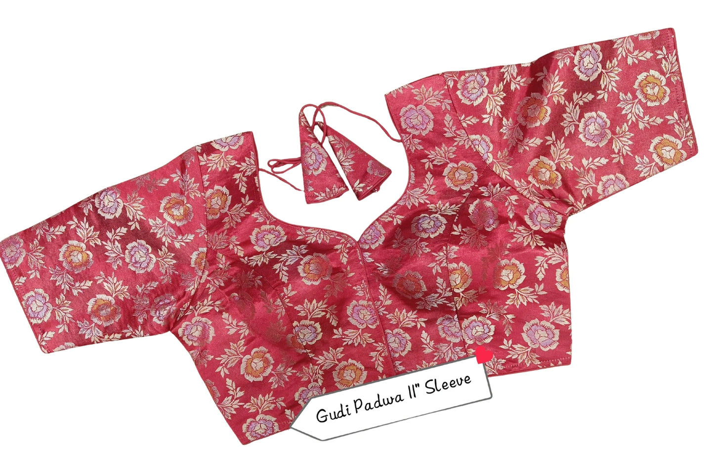Floral Brocade Blouse with Designer Tie-Up Back