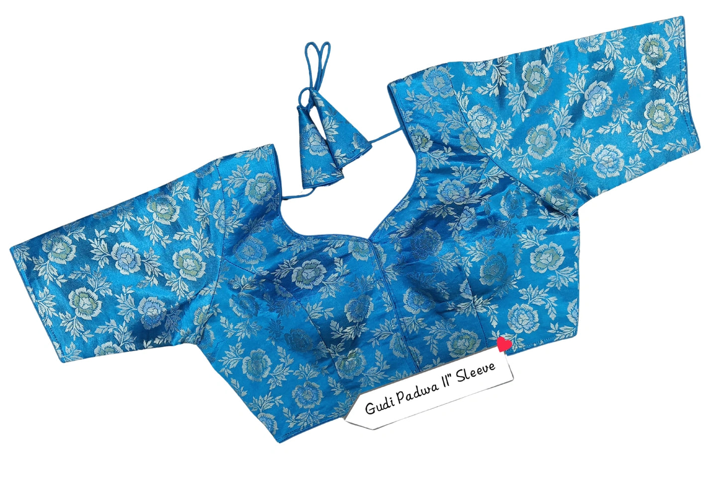 Floral Brocade Blouse with Designer Tie-Up Back