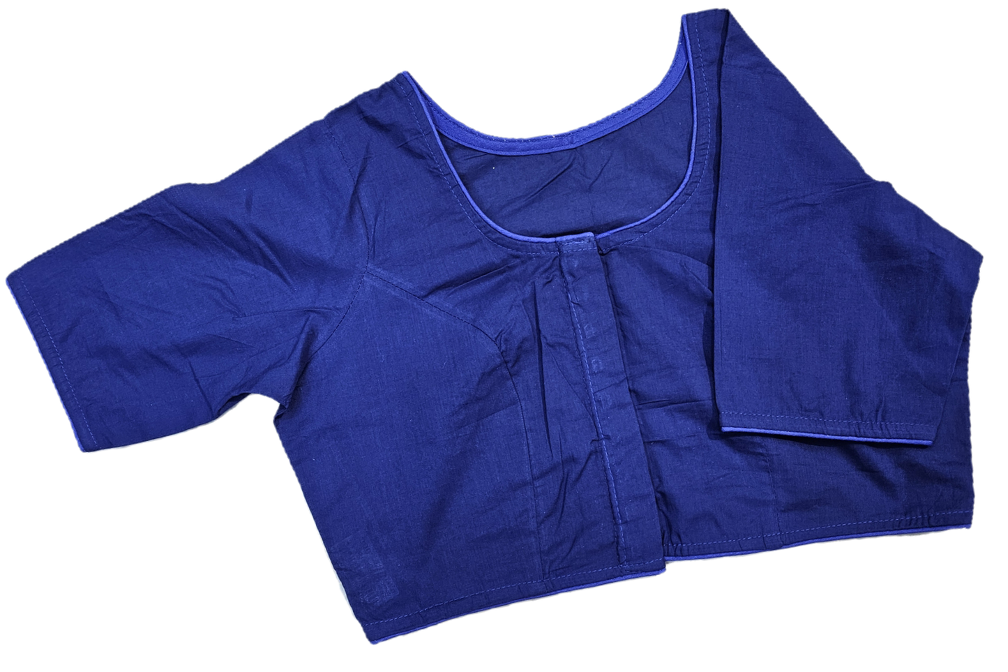 Plain Round Neck Pure Cotton Blouse with Half Sleeves