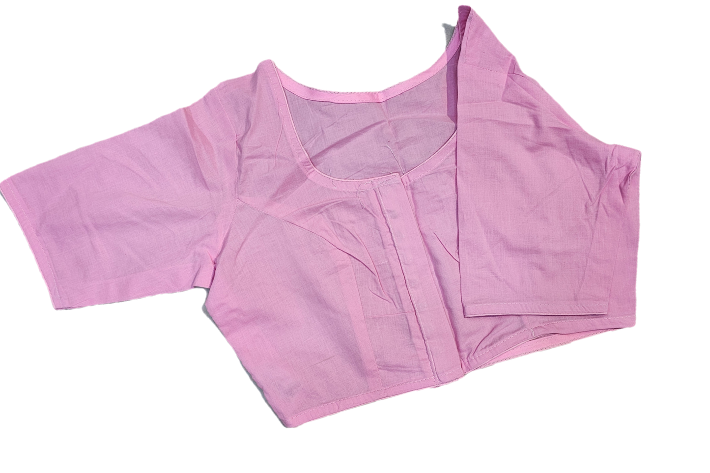 Plain Round Neck Pure Cotton Blouse with Half Sleeves