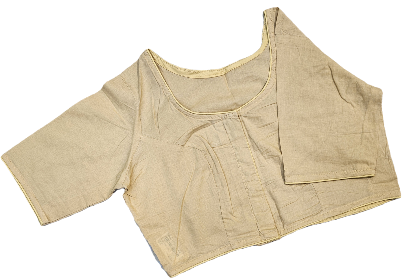 Plain Round Neck Pure Cotton Blouse with Half Sleeves