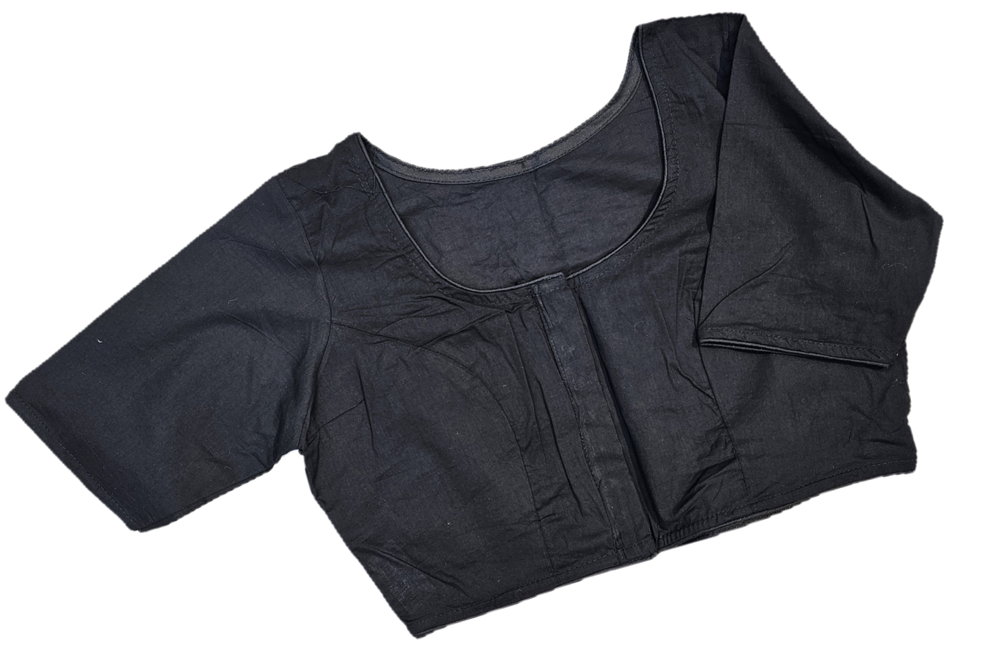 Plain Round Neck Pure Cotton Blouse with Half Sleeves