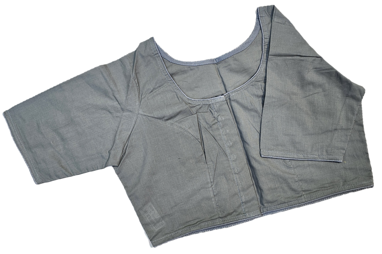 Plain Round Neck Pure Cotton Blouse with Half Sleeves