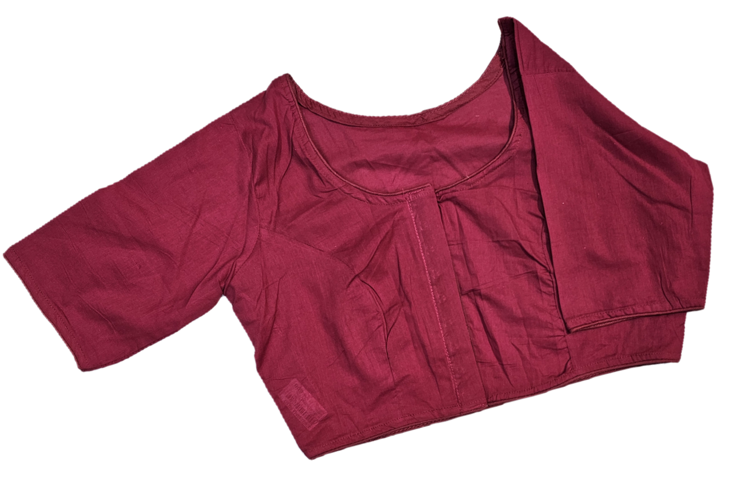 Plain Round Neck Pure Cotton Blouse with Half Sleeves