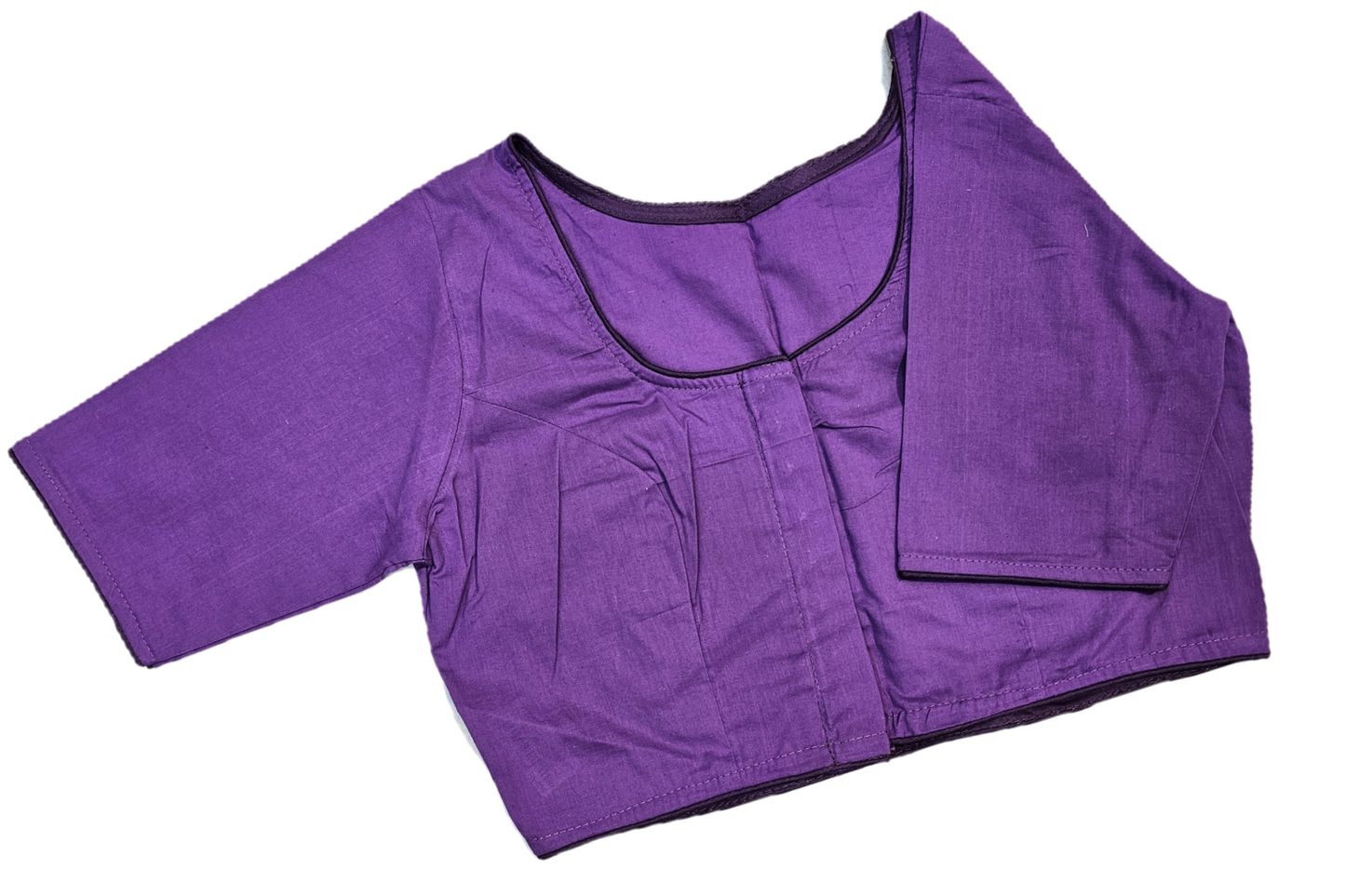 Plain Round Neck Pure Cotton Blouse with Half Sleeves