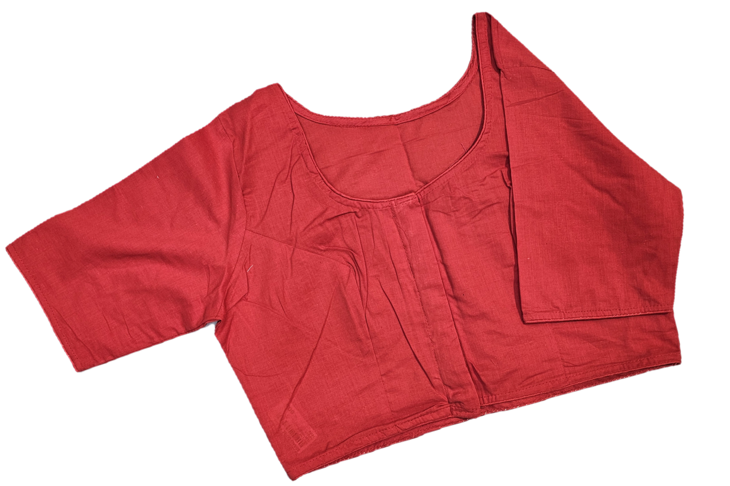 Plain Round Neck Pure Cotton Blouse with Half Sleeves