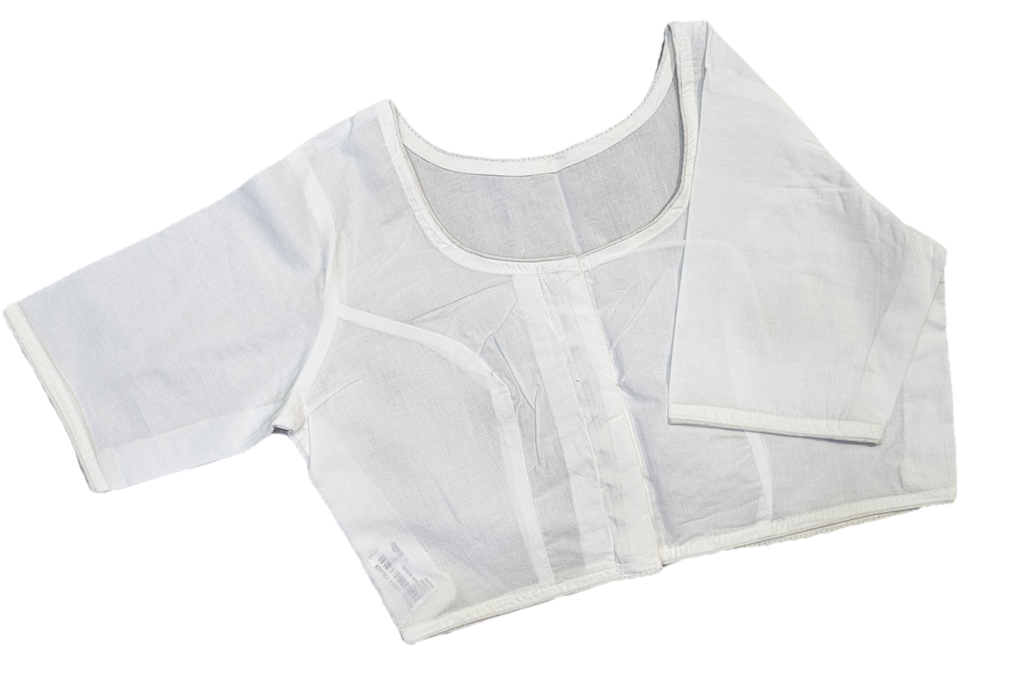 Plain Round Neck Pure Cotton Blouse with Half Sleeves