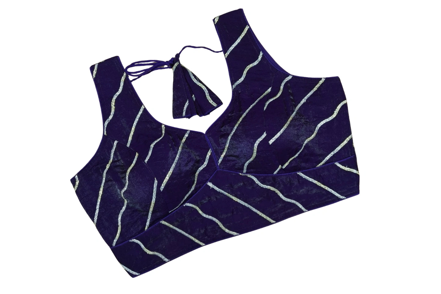 Fandy Fabric Beautiful Silver Strips Readymade Blouse