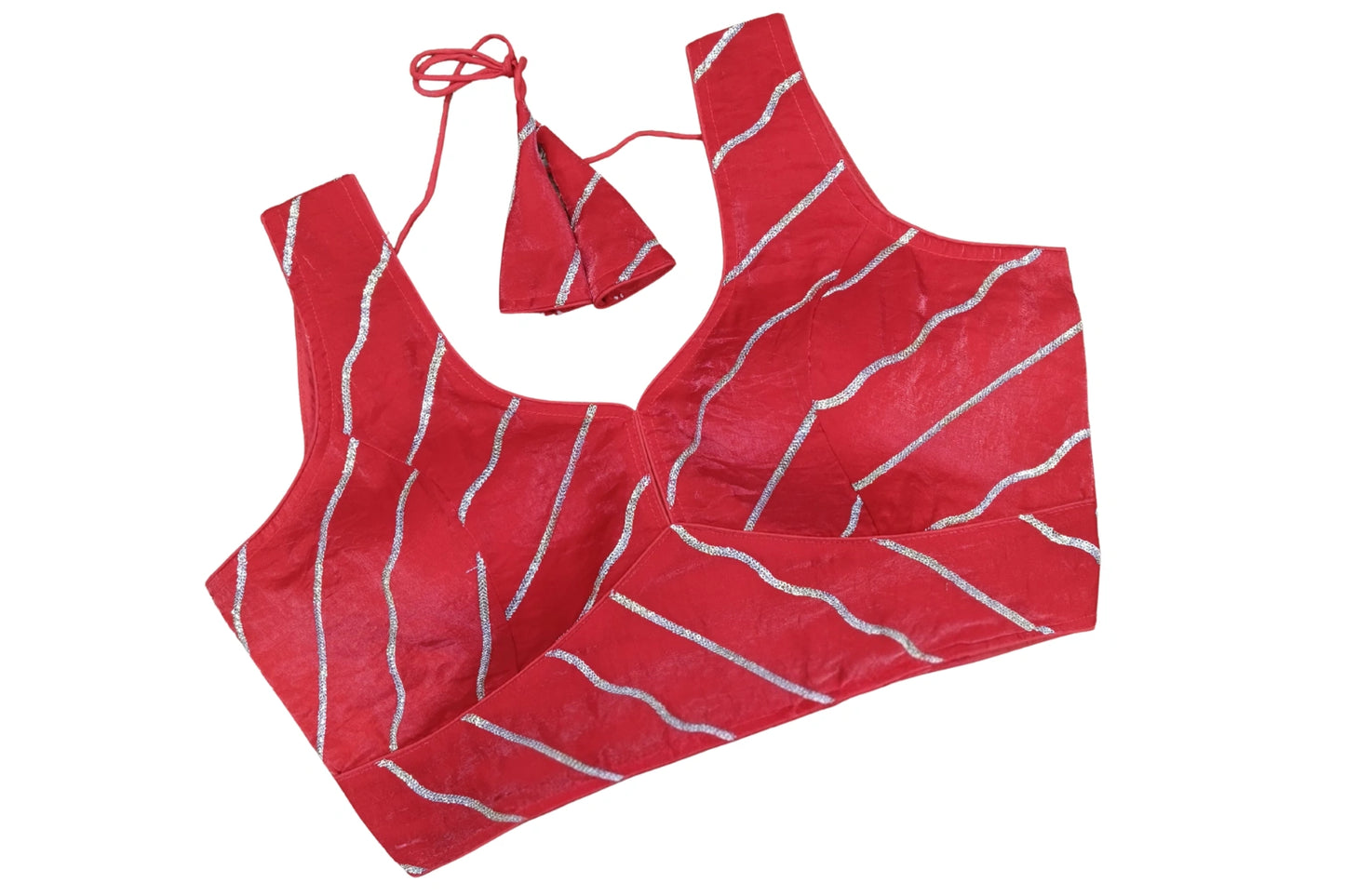 Fandy Fabric Beautiful Silver Strips Readymade Blouse
