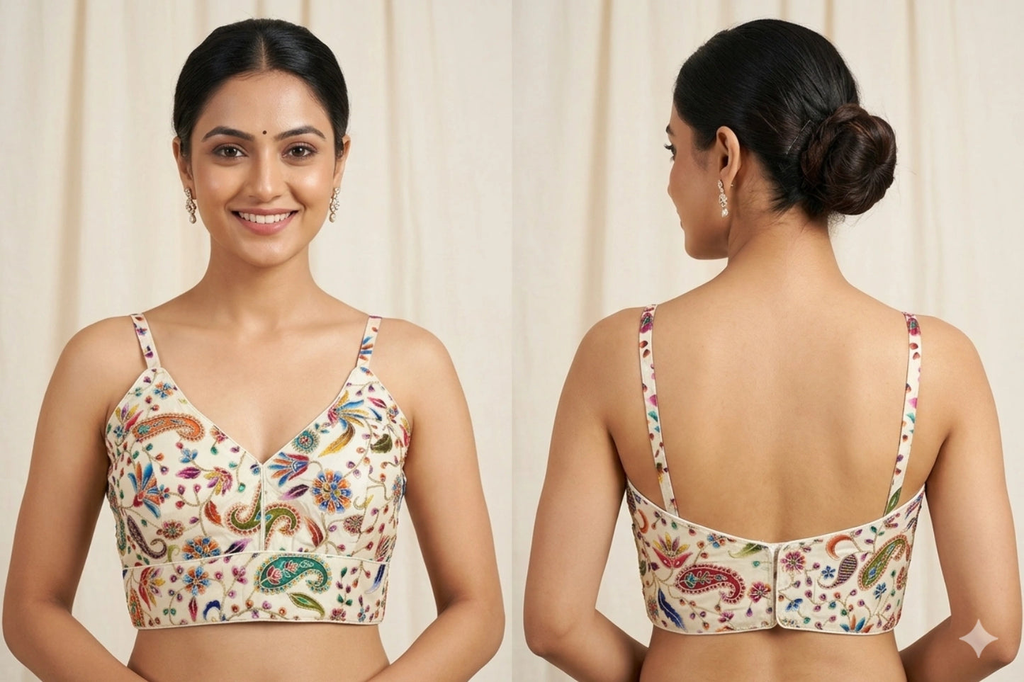 Luxe Multicolor Embroidery Designer Readymade Blouse