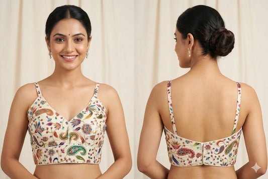 Luxe Multicolor Embroidery Designer Readymade Blouse