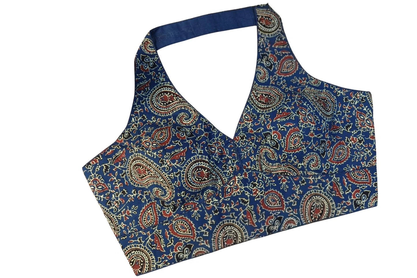 Pure Cotton Ajrakh Printed Halter Neck Designer Blouse
