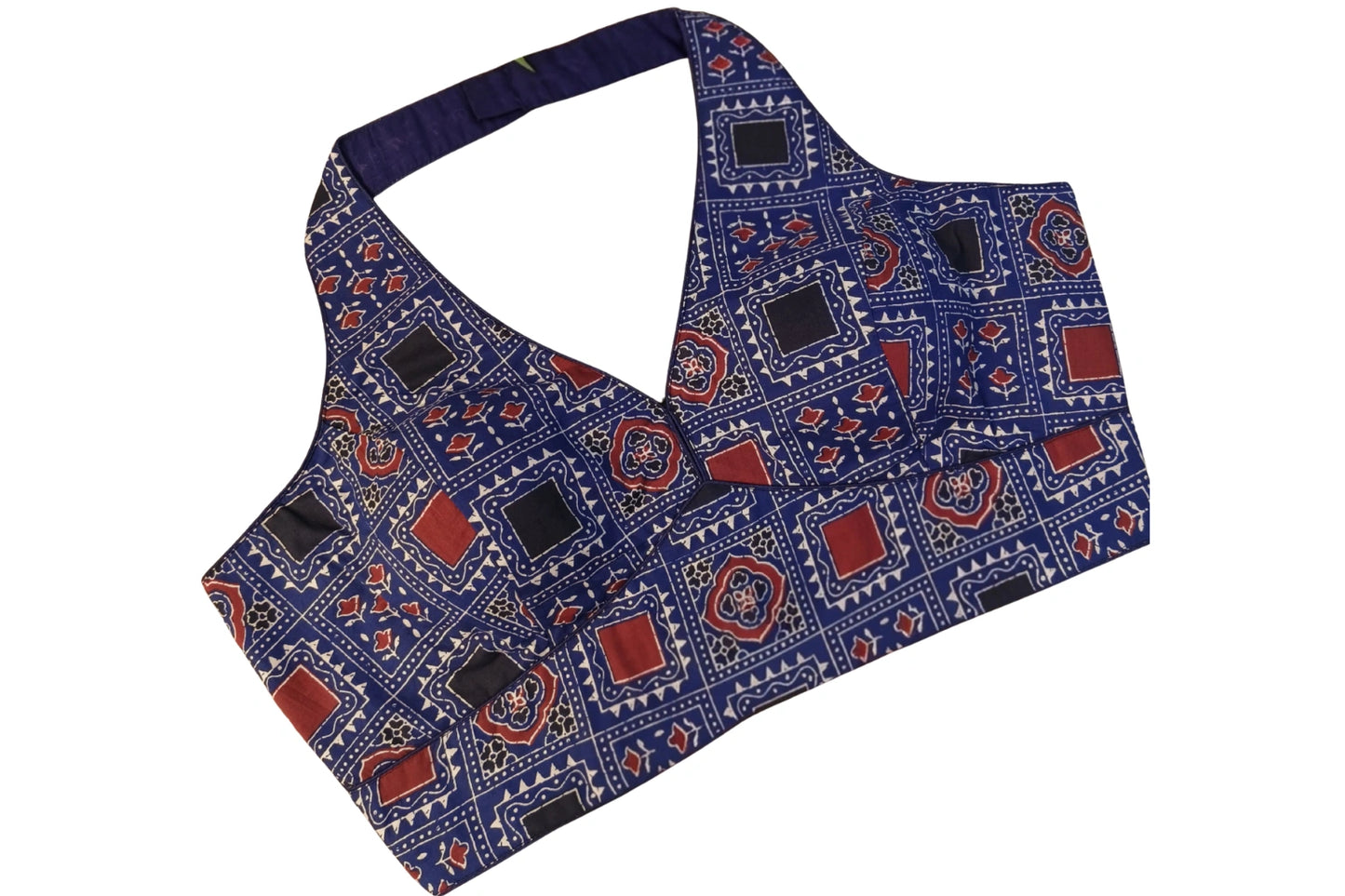 Pure Cotton Ajrakh Printed Halter Neck Designer Blouse