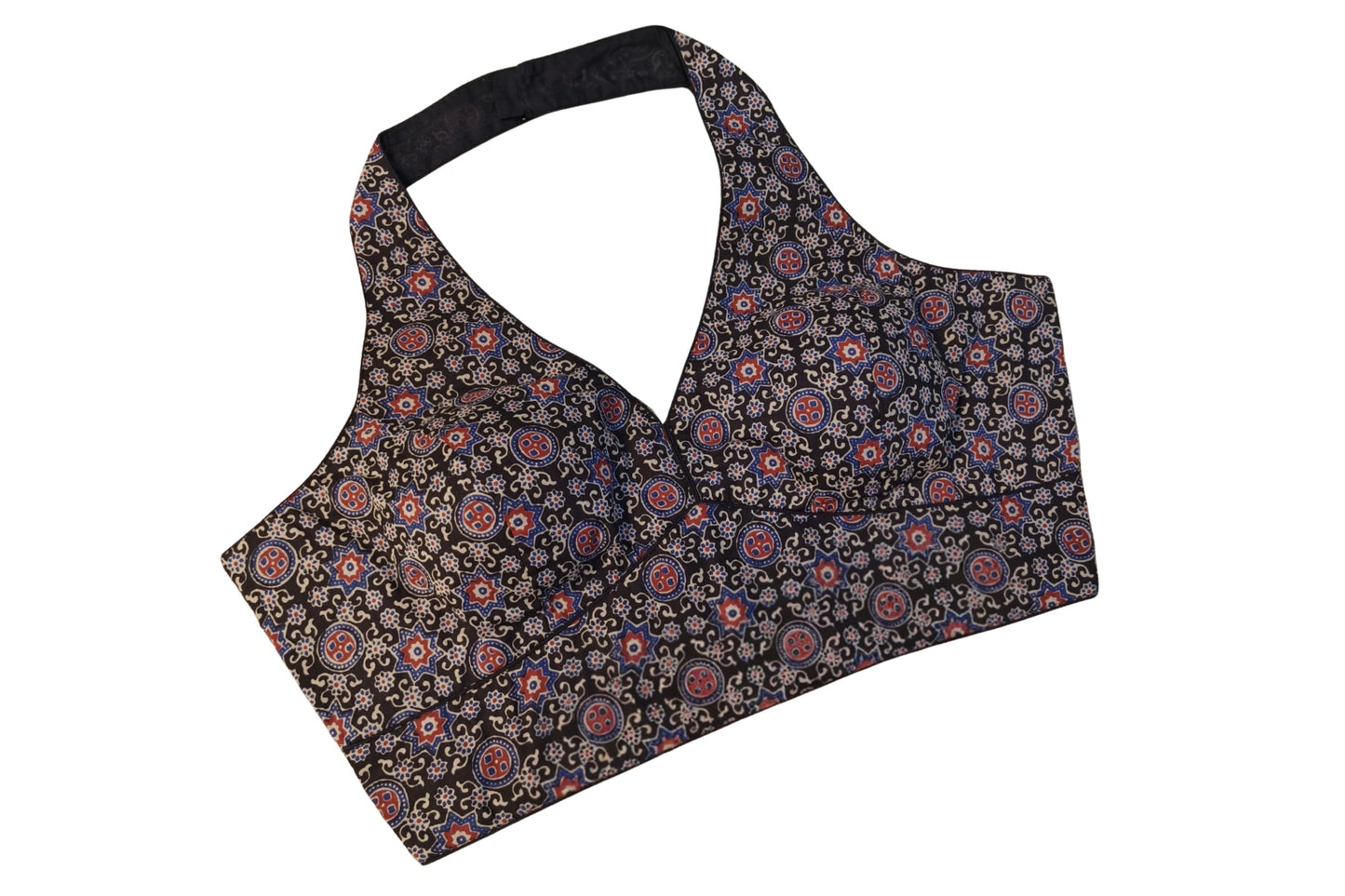 Pure Cotton Ajrakh Printed Halter Neck Designer Blouse