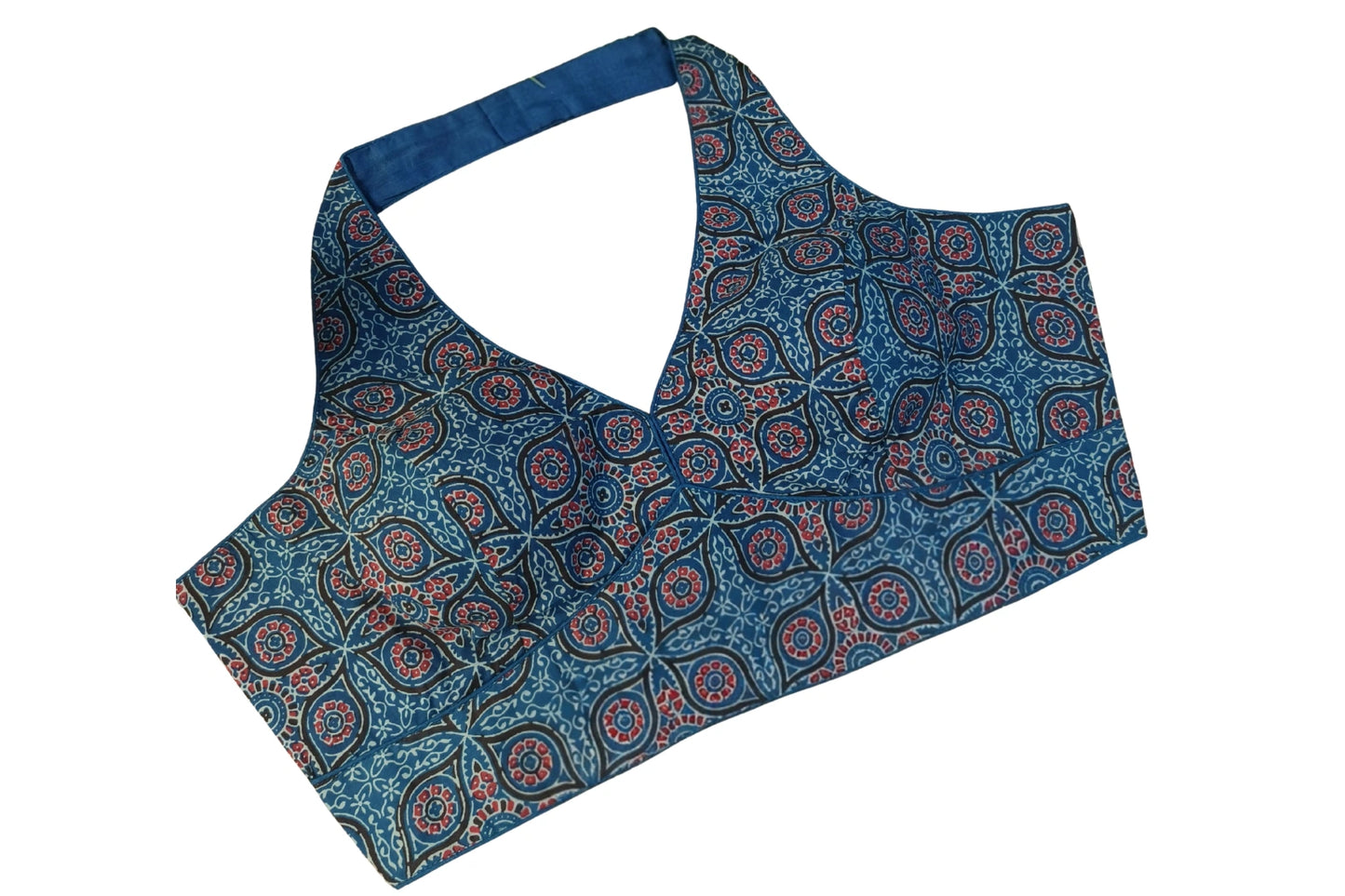 Pure Cotton Ajrakh Printed Halter Neck Designer Blouse