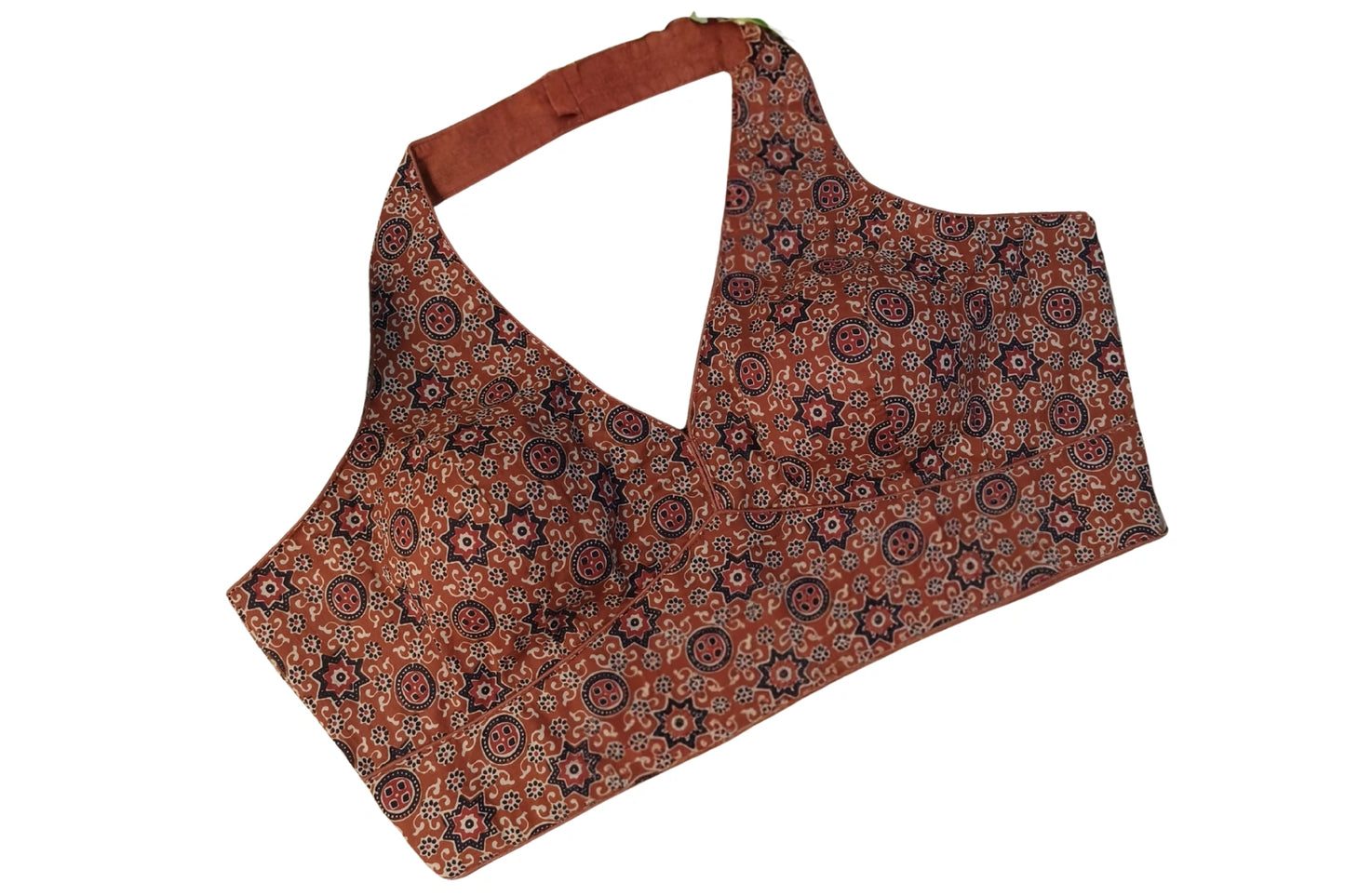 Pure Cotton Ajrakh Printed Halter Neck Designer Blouse