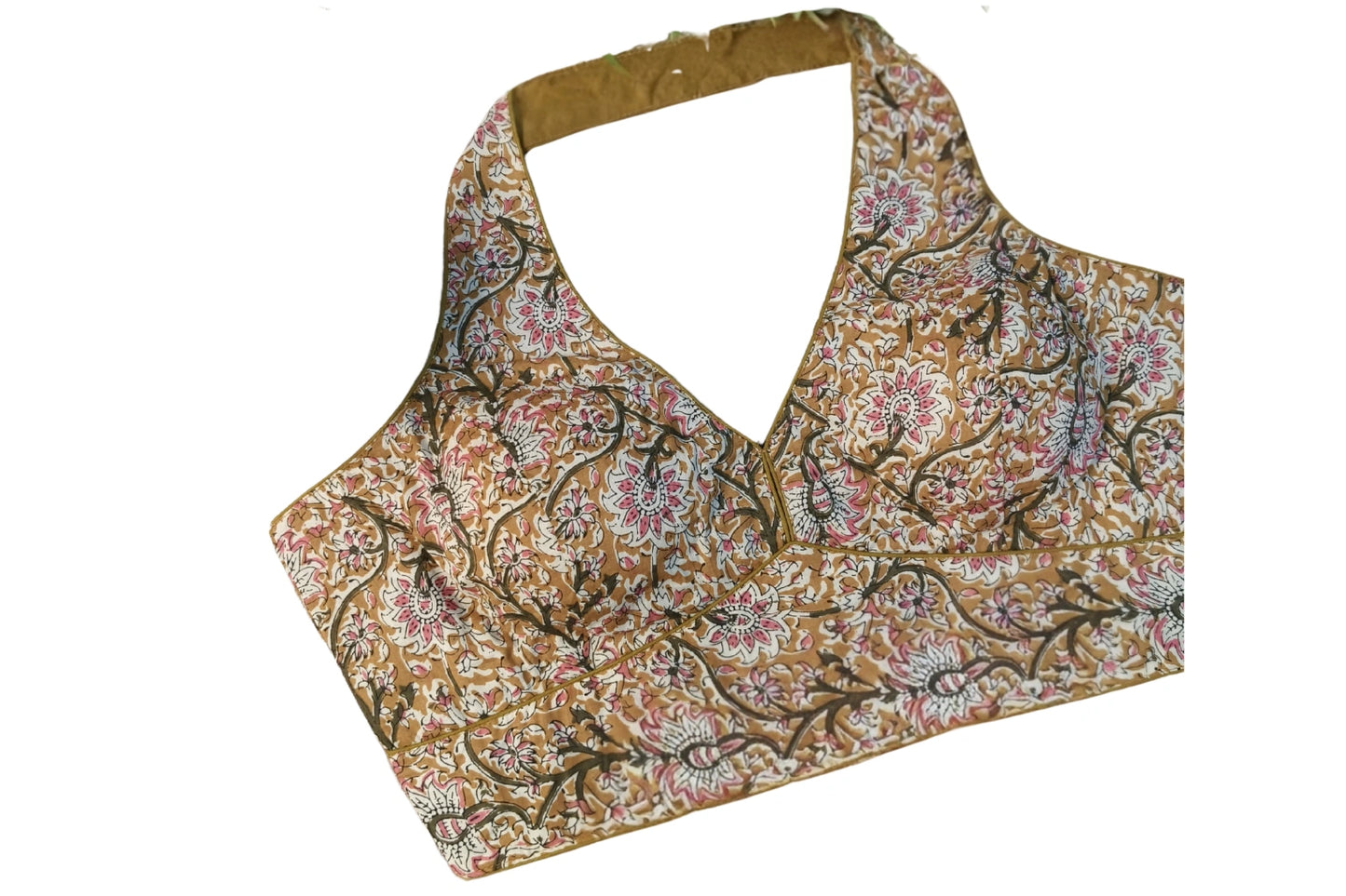 Pure Cotton Ajrakh Printed Halter Neck Designer Blouse