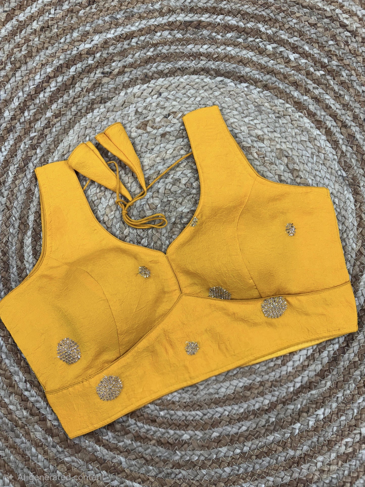 Simple Golden Embroidery Work Readymade Blouse