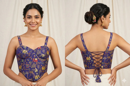 Multy Colored Heritage Motif Corset Style Designer Blouse